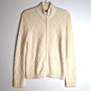 Vintage Wool Angora Jones New York Signature Mock Neck Zip Cardigan Sz Large